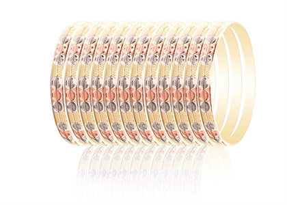 3 Tone Plated | High Polish Diamond Cut Bangles